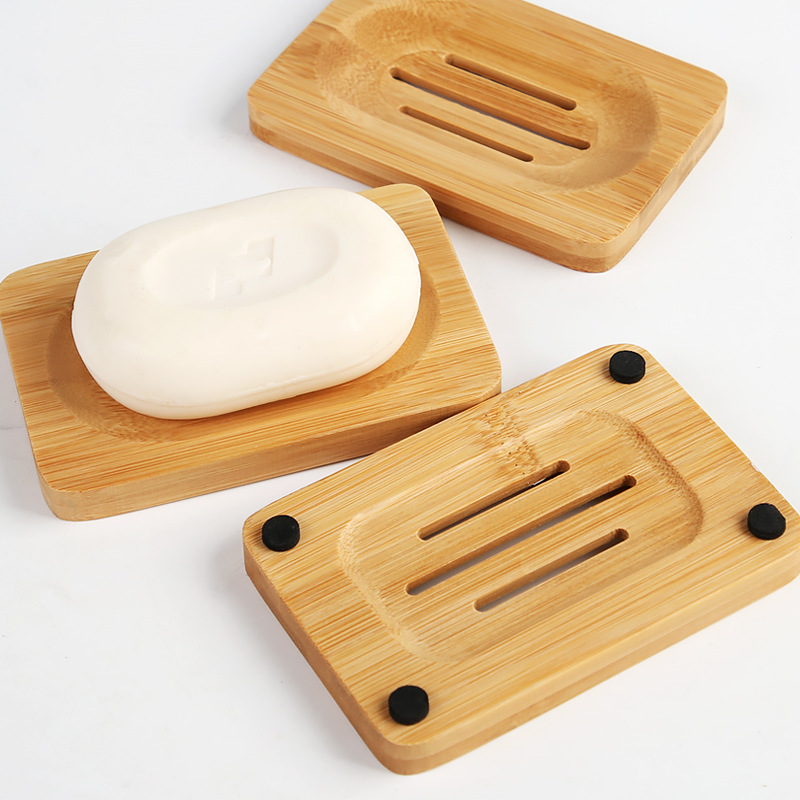 Bamboo Cutlery Set - 1-delige bamboe houten zeepbakje, barzeephouder zeepbakje