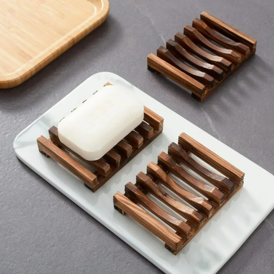 Bamboo Cutlery Set - Houten zeepbakje voor douchebadkamer, zelftrainend ontwerp